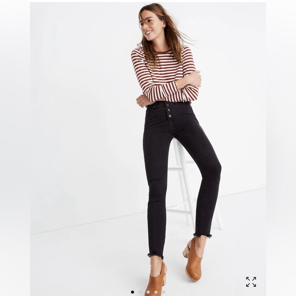 Madewell 10" High-Rise Skinny Jeans in Berkeley Black: Button-Through W 27 T